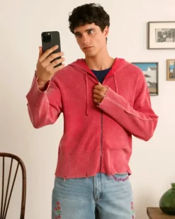 Perfect Cropped Zip-Up Hoodie Raspberry
