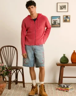 Perfect Cropped Zip-Up Hoodie Raspberry