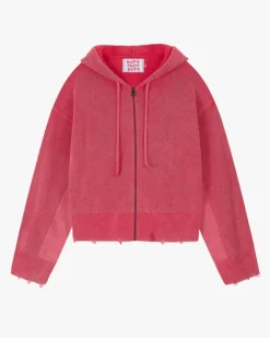 Perfect Cropped Zip-Up Hoodie Raspberry