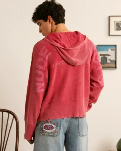 Perfect Cropped Zip-Up Hoodie Raspberry