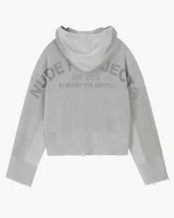 Perfect Cropped Zip-Up Hoodie Grey