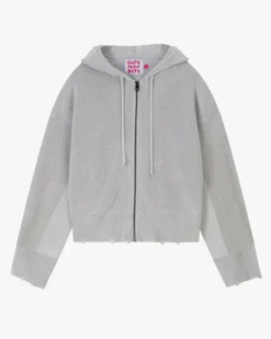 Perfect Cropped Zip-Up Hoodie Grey