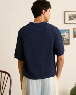 Structure Knit Polo Navy