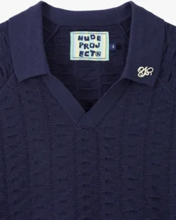 Structure Knit Polo Navy