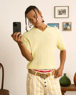 Structure Knit Polo Yellow