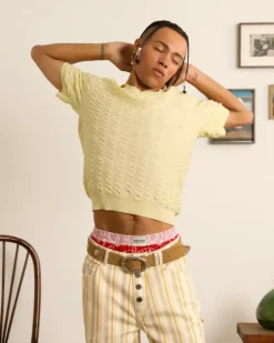 Structure Knit Polo Yellow
