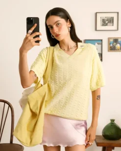 Structure Knit Polo Yellow