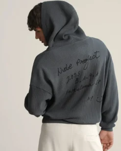 Sudadera con Cremallera Global Soon Waffle Gris Oscuro