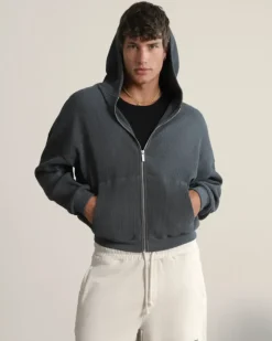 Sudadera con Cremallera Global Soon Waffle Gris Oscuro