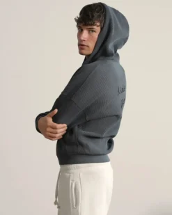 Sudadera con Cremallera Global Soon Waffle Gris Oscuro