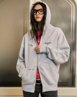 Sudadera Con Cremallera Global Soon Gris