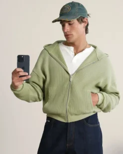 Sudadera con Cremallera Global Soon Waffle Verde