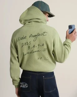 Sudadera con Cremallera Global Soon Waffle Verde