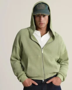Sudadera con Cremallera Global Soon Waffle Verde