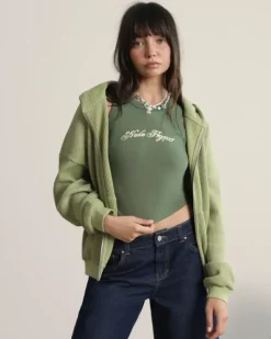 Sudadera con Cremallera Global Soon Waffle Verde