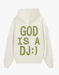 Sudadera Con Cremallera God is a DJ Blanco Crema