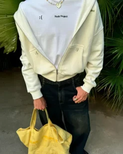 Sudadera Con Cremallera God is a DJ Blanco Crema