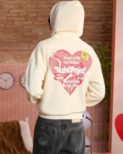 Sudadera Con Cremallera Heartbroken Blanco Crema