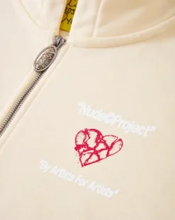 Sudadera Con Cremallera Heartbroken Blanco Crema