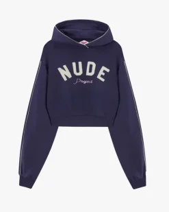 Sudadera Cropped Varsity Azul Marino