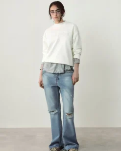 Sudadera Sin Capucha Blanco Crema