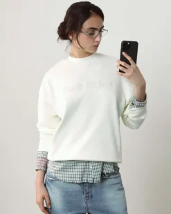Sudadera Sin Capucha Blanco Crema
