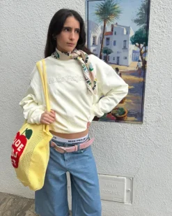 Sudadera Sin Capucha Blanco Crema