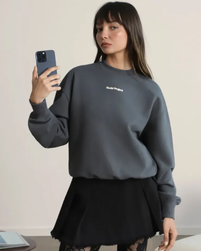 Sudadera sin Capucha Gris Oscuro