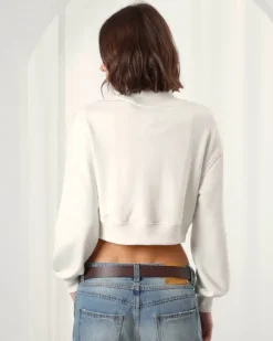 Sudadera Sin Capucha Lacy Cropped Blanca