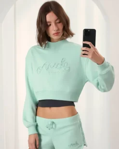 Sudadera Sin Capucha Lacy Cropped Verde