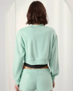 Sudadera Sin Capucha Lacy Cropped Verde