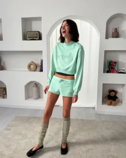 Sudadera Sin Capucha Lacy Cropped Verde