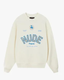Sudadera Sin Capucha Varsity Blanco Crema