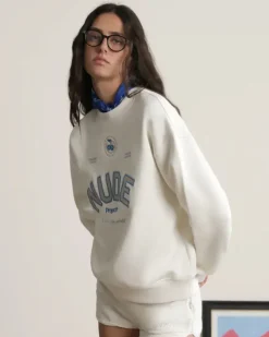 Sudadera Sin Capucha Varsity Blanco Crema
