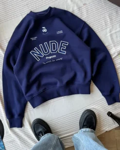 Sudadera Sin Capucha Varsity Azul Marino